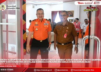 SEKDA NIAS SAMBUT KUNJUNGAN KERJA DEPUTI SARPRAS BNPP DAN ROMBONGAN DI BASARNAS NIAS