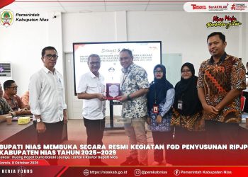 BUPATI NIAS MEMBUKA SECARA RESMI KEGIATAN FGD PENYUSUNAN RIPJPID TAHUN 2025–2029