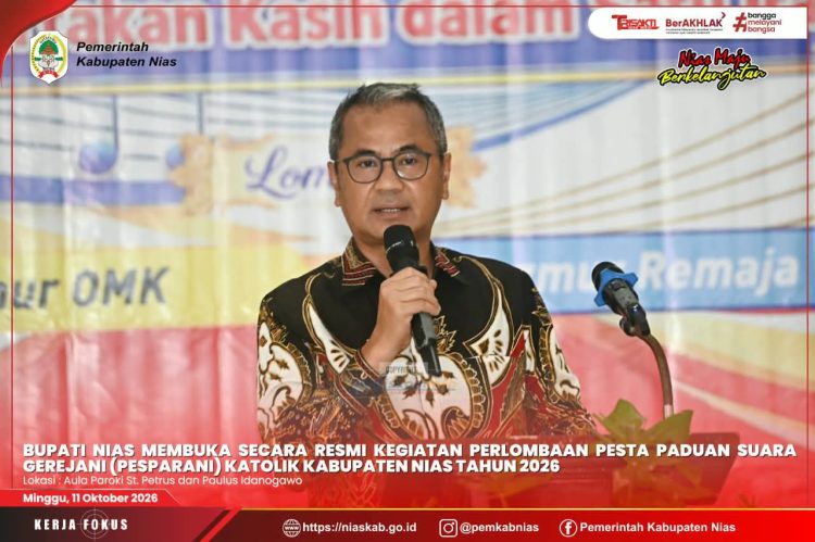 BUPATI NIAS BUKA SECARA RESMI PERLOMBAAN PESPARANI KATOLIK TAHUN 2026