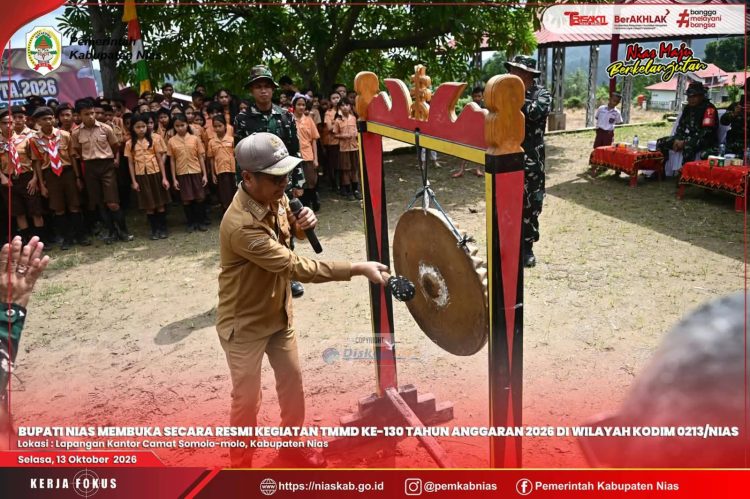 BUPATI NIAS MEMBUKA SECARA RESMI KEGIATAN TMMD KE-130 TAHUN ANGGARAN 2026 DI WILAYAH KODIM 0213/NIAS