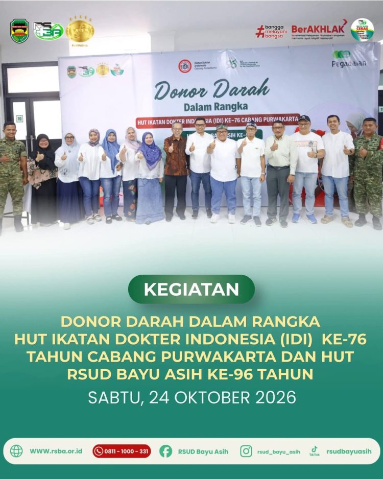 Sambut HUT IDI ke-76 dan HUT RSUD Bayu Asih ke-96, Aksi Donor Darah Digelar di Purwakarta
