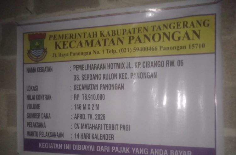 Proyek Hotmix di Serdang Kulon Diduga Anggaranya Diselewengkan, PPTK Panongan Akan Menahan Pencairan Dana